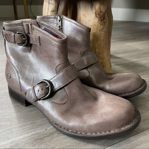 Born Shoes | Pearl Taupe Leather Moto Boots